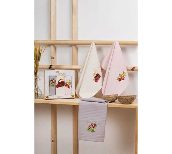Набор кухонных полотенeц Arya Home Arya 40x60 см, 3 шт., Fruits 8680943250384 1