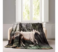 Плед Arya Home Arya с принтом, 200x220, Horse Черный 8680943247216