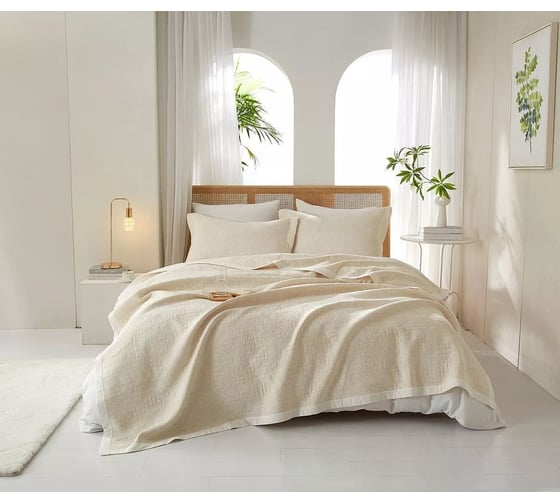Покрывало Arya Home Arya хлопковое, 250x260, Serrulate Бежевый 8680943245830 1