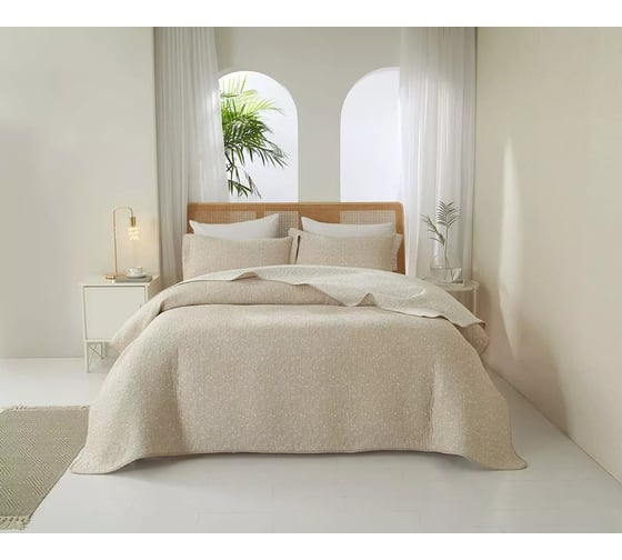 Покрывало Arya Home Arya хлопковое, 220x240, Crenate Бежевый 8680943245878