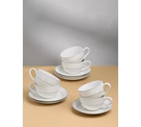 Чайный набор Arya Home Arya из костяного фарфора, 12 предметов, Ariel Белый, Золотой 8680943243225