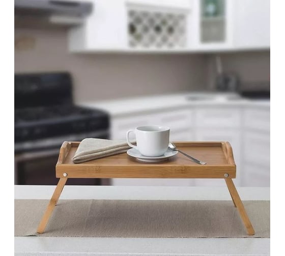 Поднос для кровати Arya Home Arya бамбук, со складными ножками, 48x30x6.5x24 см, Дерево 8680943246301 1