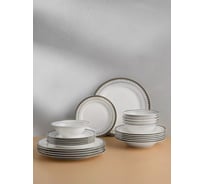 Набор столовой посуды Arya Home Arya костяной фарфор, 24 предмета, Apollo белый, серый 8680943243201