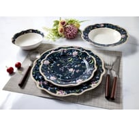 Набор столовой посуды Arya Home Arya костяной фарфор, 24 предмета, Black Lotus черный 8680943246417