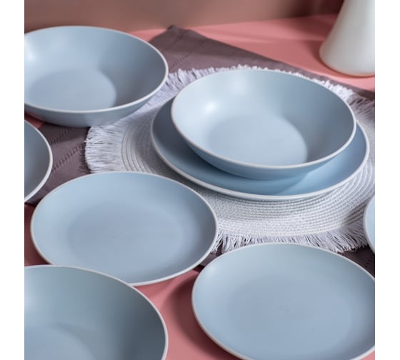 Столовый набор керамический FIORETTA SCANDY BLUE на 4 персоны (12 предметов) TDS502-ECOM
