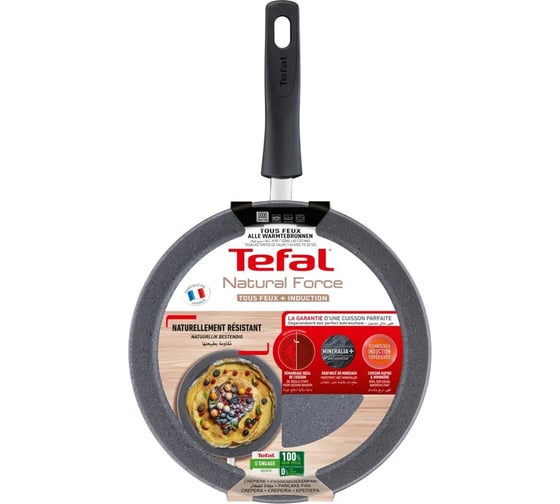 Блинная сковорода TEFAL Natural Force G2663872 круглая 25 см покрытие Mineralia+ non-stick ручка несъемная 1933746