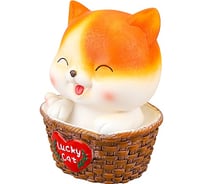 Декоративная копилка Миленд пластиковая, котик в корзинке d 17 cm h 14 см 072471