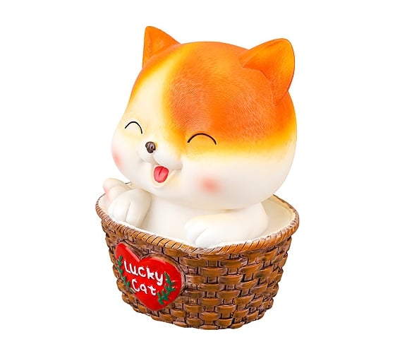 Декоративная копилка Миленд пластиковая, котик в корзинке d 17 cm h 14 см 072471