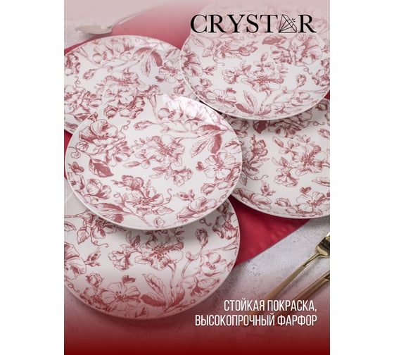 Тарелка обеденная CRYSTAR BOTANICA бордо, 24 см CND001