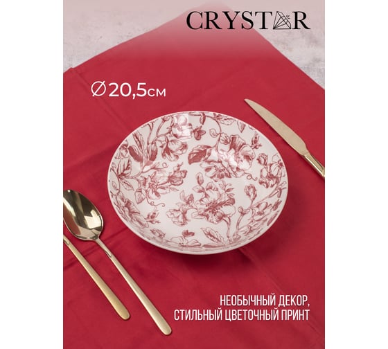 Тарелка суповая CRYSTAR BOTANICA бордо, 20.5 см, 660 мл CND003
