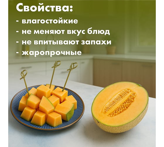 Пики (шпажки) для канапе бамбуковые УЗЕЛОК, 6 см, 100шт, КП, 123314 ОФИСМАГ 700669