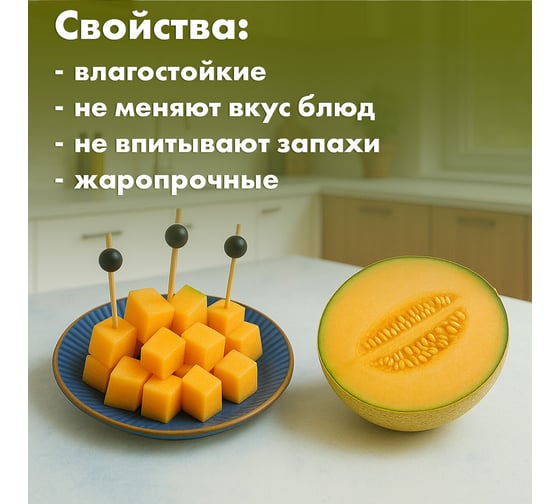 Пики для канапе бамбуковые Жемчужина Чёрная 12 см 100 шт. КП, 138292 ОФИСМАГ 700675