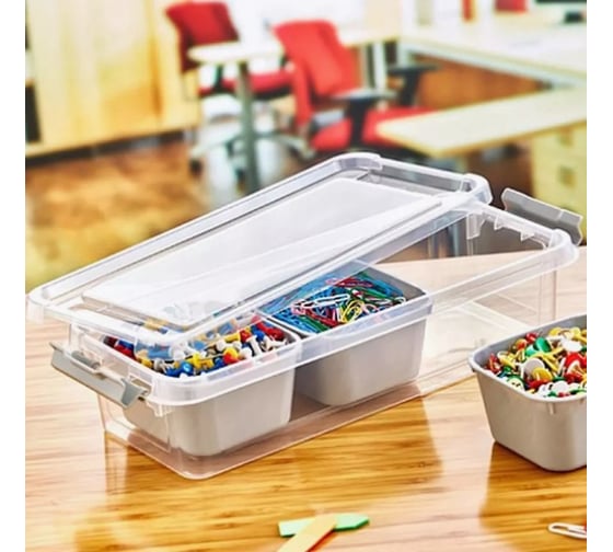 Контейнер для хранения HOBBY LIFE GRAND серый 3 секции 11.3x27.3x9см высокий HL021065GR