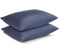 Набор из двух наволочек Tkano из сатина, темно-синего цвета, из коллекции Essential, 50x70 см TK19-PC0003