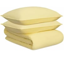 Комплект постельного белья Tkano из стираного перкаля, светло-желтого цвета, из коллекции Essential, 200x220 см TK24-DC0022