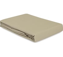 Простыня на резинке Tkano из стираного перкаля, бежево-серого цвета, из коллекции Essential, 180x200x30 см TK24-FS0031