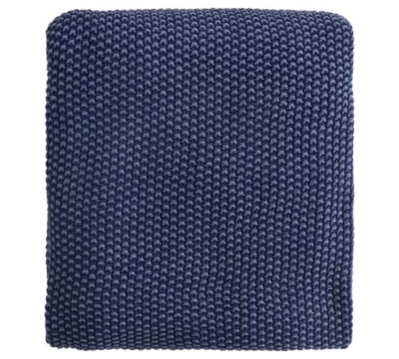 Плед Tkano из стираного хлопка, темно-синего цвета, из коллекции Essential, 130x180 см TK22-TH0007