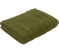Плед Tkano из хлопка, с буклированной вязкой, оливкового цвета, из коллекции Essential, 130x170 см TK22-TH0013