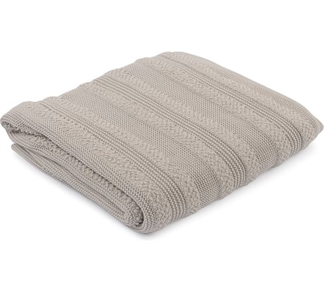 Плед Tkano из хлопка, с буклированной вязкой, светло-серого цвета, из коллекции Essential, 130x170 см TK22-TH0014