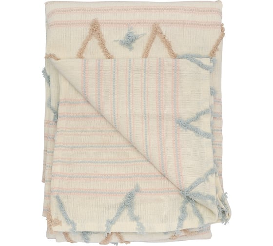 Покрывало Tkano из хлопка с бахромой, голубого цвета, из коллекции Ethnic, 180x250 см TK21-BS0002