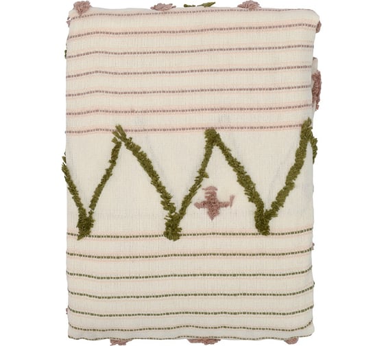 Покрывало Tkano из хлопка с бахромой, оливкового цвета, из коллекции Ethnic, 180x250 см TK19-BS0009