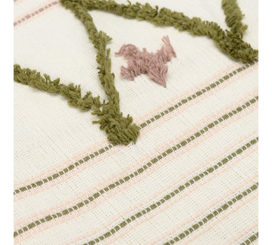 Покрывало Tkano из хлопка с бахромой, оливкового цвета, из коллекции Ethnic, 180x250 см TK19-BS0009