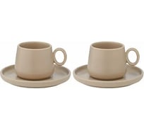 Набор из двух чашек с блюдцами Tkano бежевого цвета, из коллекции Essential, 120 мл TK22-TW_TC0006