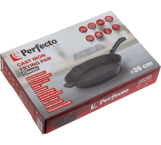 Сковорода чугунная PERFECTO LINEA серия Classic 26,5x5,4 см с ручкой 57-265542