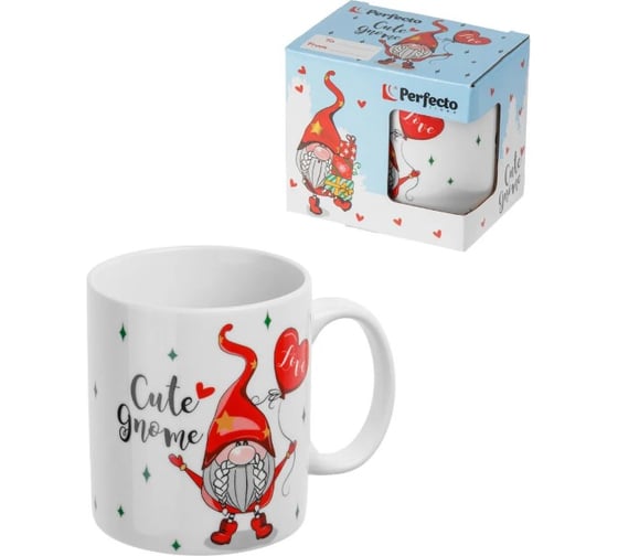 Кружка керамическая PERFECTO LINEA CUTE GNOME-3 в коробке, 350 мл 30-202523