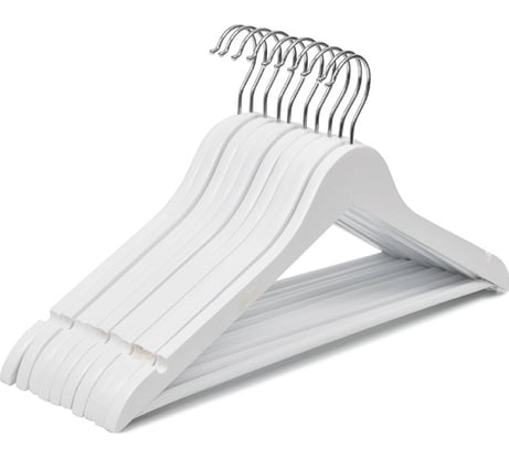 Комплект вешалка-плечики для одежды Ridberg деревянные, 10 шт, белый (2 шт) 1214470