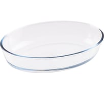 Форма для запекания Mallony Cristallino 2,4 л, с бамбуковой крышкой 3 в 1, стеклянная, овальная 108342