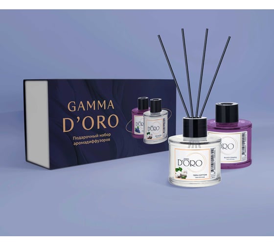 Подарочный набор аромадиффузоров для дома Gamma D'oro 100% Хлопок 100 мл + Черный виноград 100 мл УТ-00001372 1