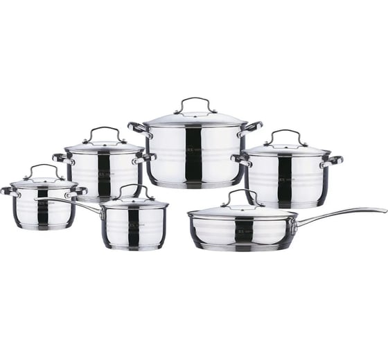 Посуда Rainstahl RS\CW 1214-12/12 предметов, 2,1 л, 2,1 л, 2,9 л,3,9 л, 6,5 л, 2,9 л, 5-ти шаговое дно(х2) 1214-12RS\CW