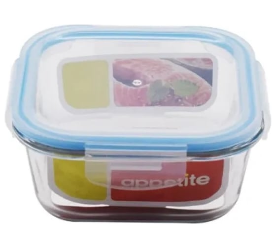 Контейнер appetite стеклянный, квадратный, 1200 мл синий SL1200SB