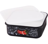 Лоток appetite Chilli эмаль, 1,0 л, квадратная, пластиковая крышка 10-2507п/6