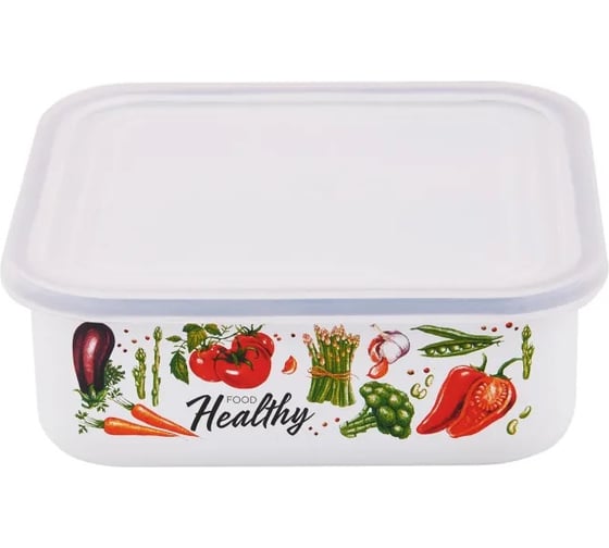 Лоток appetite Veggies эмаль, 1,0 л, квадратная, пластиковая крышка 01-2507п/4 1