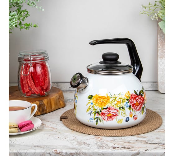 Чайник appetite эмалированная сталь 3 л со свистком Peonies 4с209я