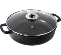 Жаровня Традиция готовить с любовью антипригарное покрытие, литая, 26 см, стеклянная крышка, Гранит плюс ТГП9263И