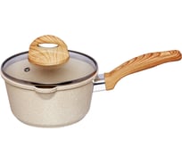 Ковш Традиция готовить с любовью антипригарное покрытие, литой 1,3 л, стеклянная крышка, Ваниль ТВ1163