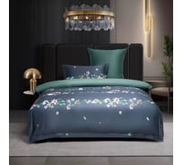 Комплект постельного белья Arya Home Arya Diamond Сатин 1.5 спальный 160x220 cм Demure графит, темно-зеленый 8680943246998