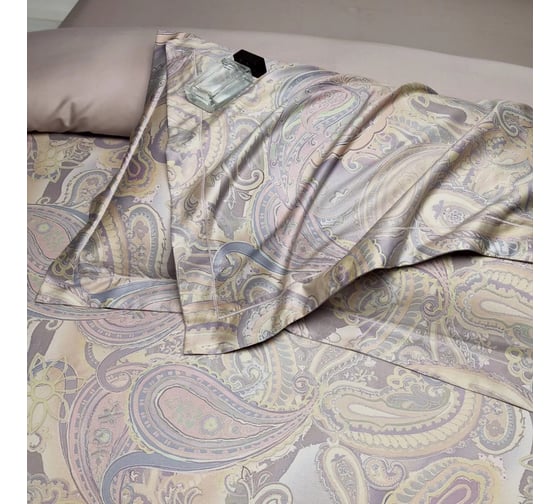 Комплект постельного белья Arya Home Arya Diamond Сатин 1.5 спальный 160x220 cм Paisley серый 8680943247018