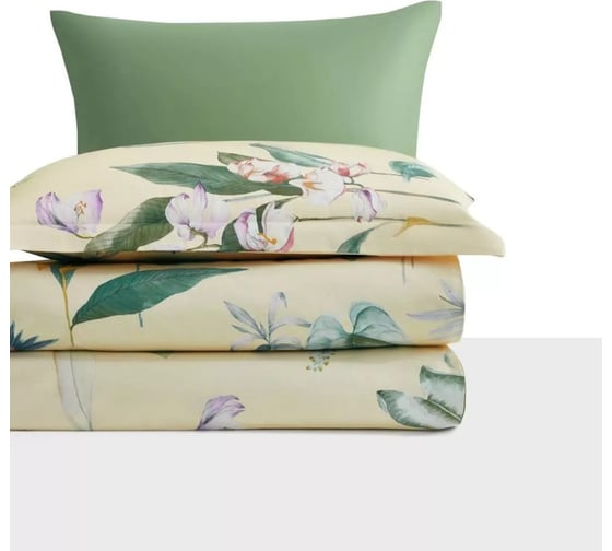 Комплект постельного белья Arya Home Arya Alamode Сатин 2 спальный 200x220 cм Henna зеленый, светло-желтый 8680943244086