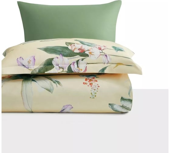 Комплект постельного белья Arya Home Arya Alamode Сатин 2 спальный 200x220 cм Henna зеленый, светло-желтый 8680943244086