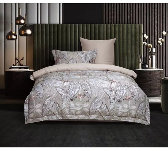 Комплект постельного белья Arya Home Arya Diamond Сатин 1.5 спальный 160x220 cм Tori серый 8680943247025