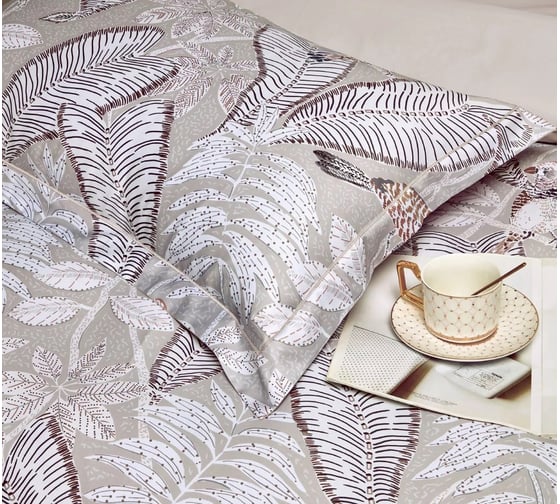 Комплект постельного белья Arya Home Arya Diamond Сатин 1.5 спальный 160x220 cм Tori серый 8680943247025