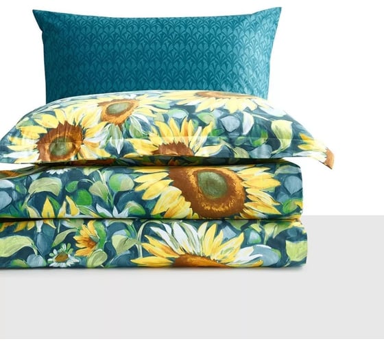 Комплект постельного белья Arya Home Arya Alamode Сатин 2 спальный 200x220 cм Sun Flower морская волна 8680943243997