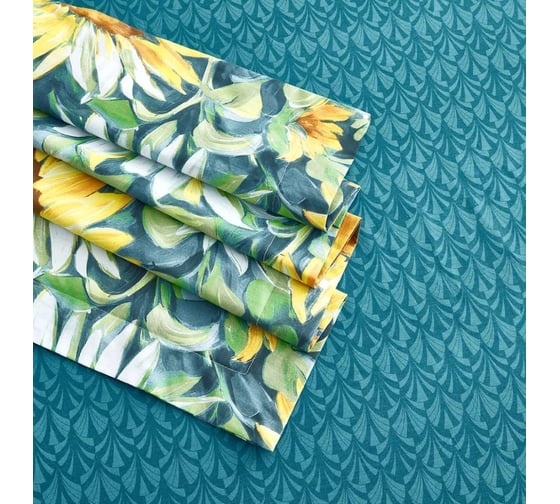 Комплект постельного белья Arya Home Arya Alamode Сатин 2 спальный 200x220 cм Sun Flower морская волна 8680943243997