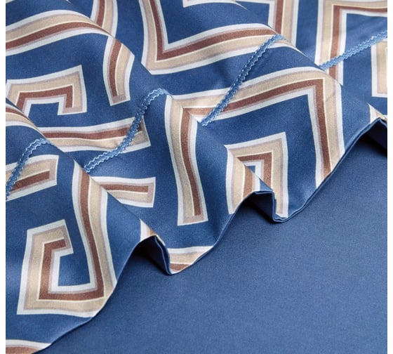 Комплект постельного белья Arya Home Arya Diamond Сатин 2 спальный 200x220 cм Geo темно-синий, бежевый 8680943247063