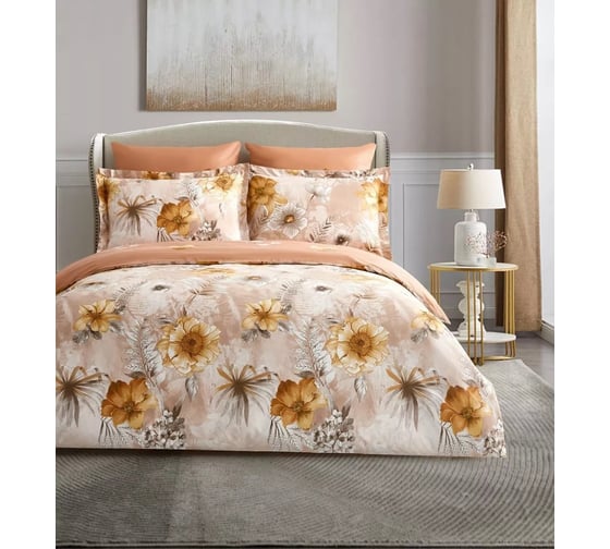 Комплект постельного белья Arya Home Arya Alamode Сатин 2 спальный 200x220 cм Calendula оранжевый 8680943243980 1