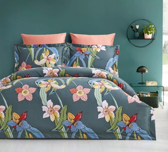 Комплект постельного белья Arya Home Arya Exclusive 1.5 спальный 160x220 cм Evergreen темнo-голубой, синий 8680943210104 1